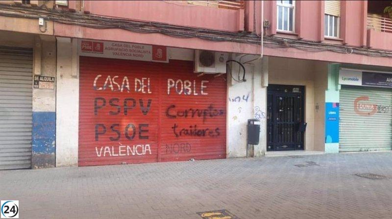 El PSPV denuncia ataques vandálicos en sedes de València y l'Horta con pintadas y excrementos